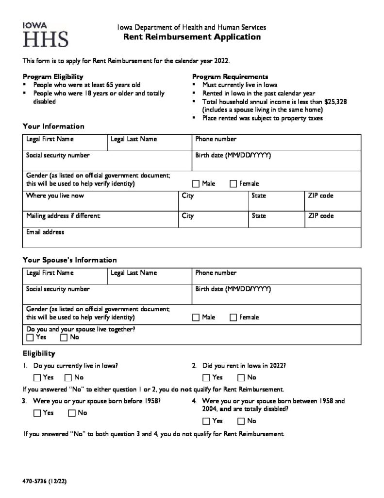 Iowa Rent Reimbursement Form January 3 2022 Sieda Community Action